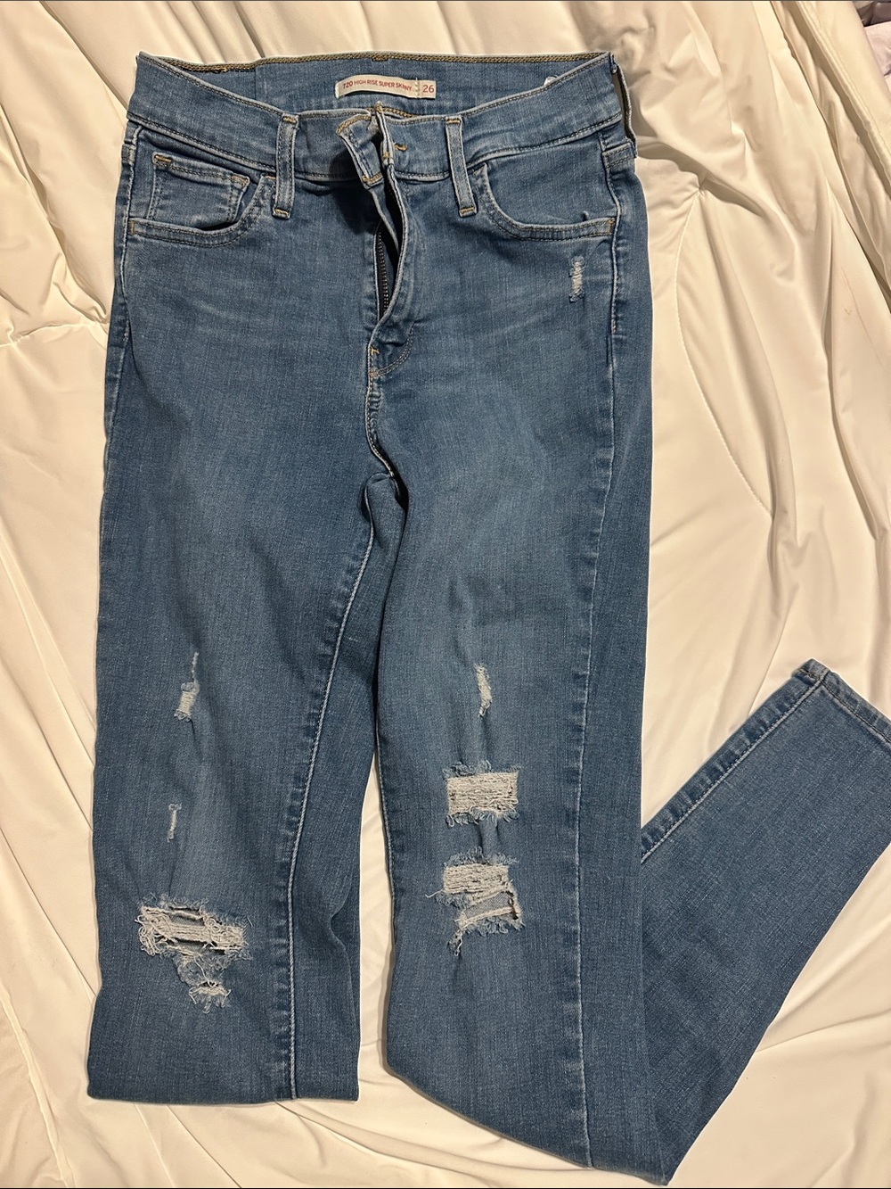 Levi's Medium Blue Distressed Skinny Jeans